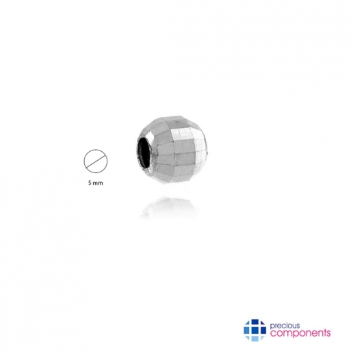 Boule disco 5 mm 2 trous -  Or Blanc 585 - Precious Components